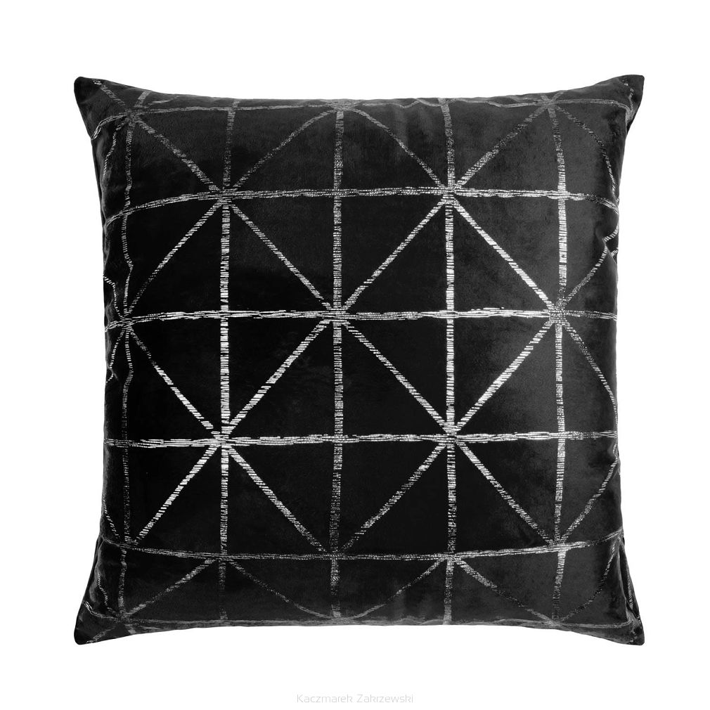 Poszewka dekoracyjna GLOSSY 45x45 welurowa czarna geometria