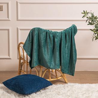 Koc narzuta z mikrofibry na fotel WILLY 70x150 butelkowa zieleń