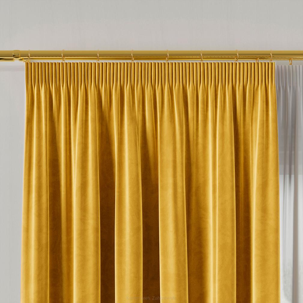 Zasłona gotowa na taśmie VELVI 140x230 szafranowa