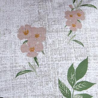 Pościel bawełniana SILE 160x200 biała szara w pudrowe kwiaty