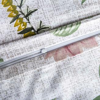 Pościel bawełniana SILE 160x200 biała szara w pudrowe kwiaty