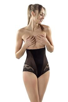 Majtki damskie z wysokim stanem i koronką Vendy korygujące czarne