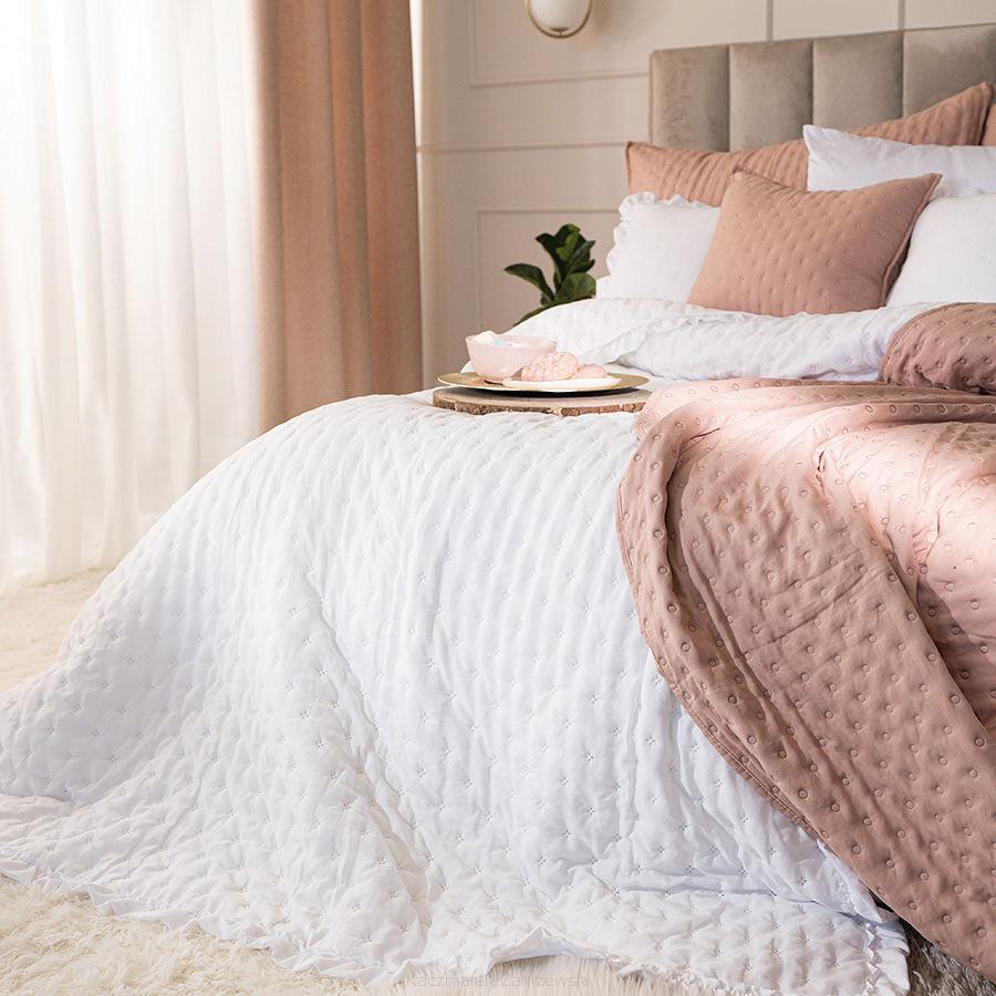 Narzuta dekoracyjna z falbaną WERONA 220x240 biała