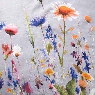 Pościel flanelowa FLANELOVE 180x200 kolorowa łąka kwiatów na szarym tle