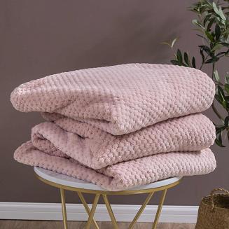 Koc narzuta z mikrofibry Monte 200x220 pudrowy róż
