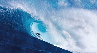 Ręcznik plażowy 100x180 niebieski granatowy surfer na fali