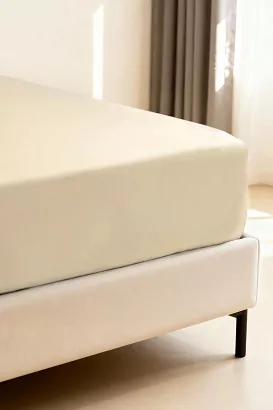 Prześcieradło bambusowe z gumką 160x200 beżowe