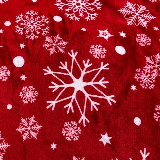 Pościel polarowa XmasCozy 160x200 welur świąteczna czerwona biała śnieżynki