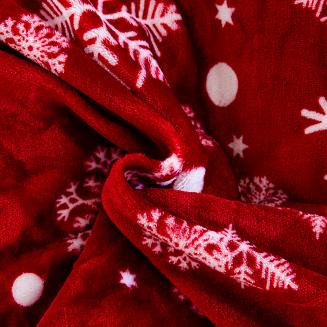 Pościel polarowa XmasCozy 160x200 welur świąteczna czerwona biała śnieżynki