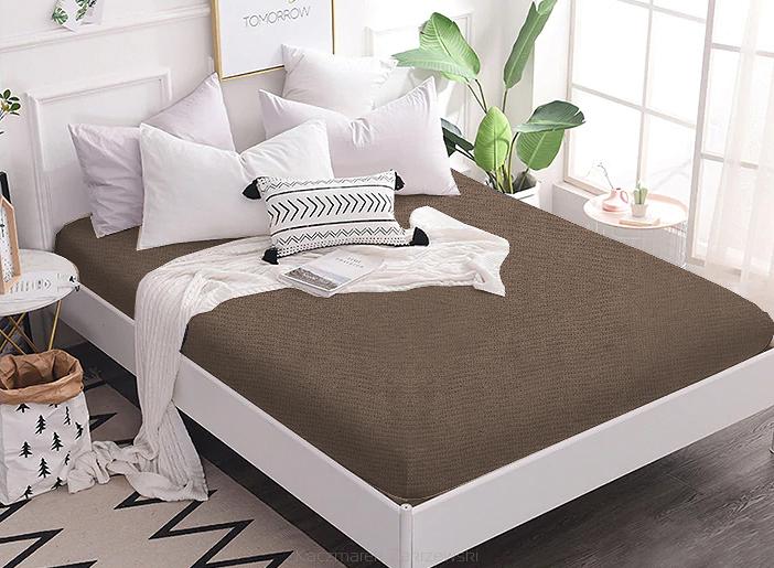 Prześcieradło frotte z gumką 160x200 brązowe