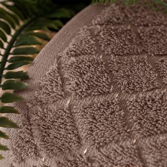 Ręcznik bawełniany OLIWIER 70x140 geometryczny wzór brązowy