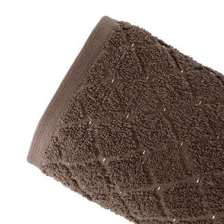 Ręcznik bawełniany OLIWIER 70x140 geometryczny wzór brązowy