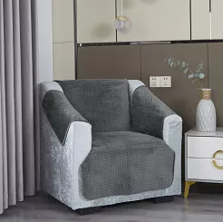 Komplet dekoracyjny na fotel MAYA 65x170 + 2 szt. 56x45 welurowy pikowany grafitowy