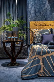 Pościel z makosatyny POS 200x220 Eurofirany granatowy/złoty