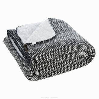 Koc narzuta na łóżko PANDA 150x200 dwustronny baranek czarny biały