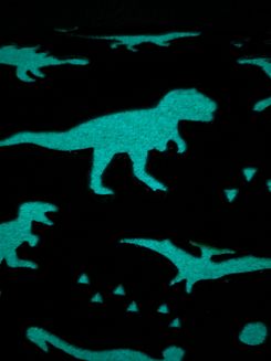 Koc świecący w ciemności 150x200 fluorescencyjny dinozaury biały niebieski