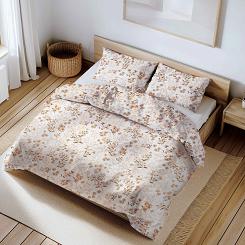 Pościel z kory 180x200 śmietankowa beżowa miodowa kwiaty vintage