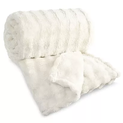 Koc narzuta NELA 150x200 Design91 kremowy miękki typu bubble z efektem 3d