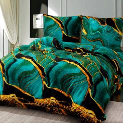 Pościel polarowa 160x200 welur szmaragdowa złota malachit