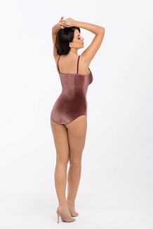 Body damskie na ramiączkach welurowe PALOMA burgundowe