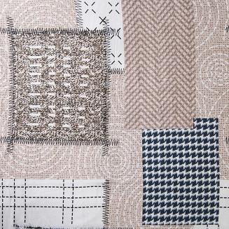 Pościel flanelowa FLANELOVE 140x200 beżowa biała granatowa patchwork