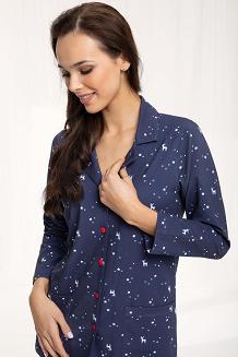 Piżama damska LUNA kod 613 granatowa w renifery i gwiazdki
