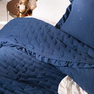 Narzuta dekoracyjna z falbaną WERONA 200x220 niebieska