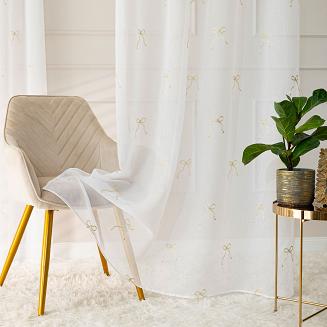 KOKARDKA Firana gotowa na etaminie haftowana na taśmie z ołowianką szer.140 x wys.250cm kolor 002 bi