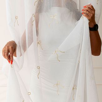 KOKARDKA Firana gotowa na etaminie haftowana na taśmie z ołowianką szer.140 x wys.250cm kolor 002 bi