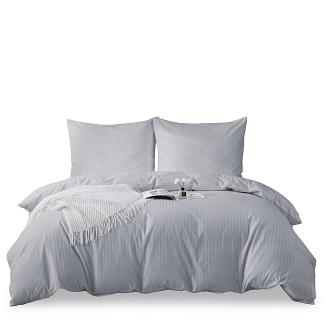 Komplet pościeli adamaszek satyna bawełniana 160x200 jasnoszara