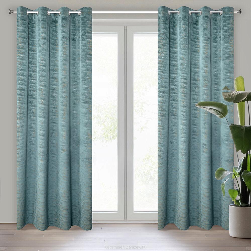 Zasłona gotowa na przelotkach ALUVIA 140x250 Eurofirany turkusowy