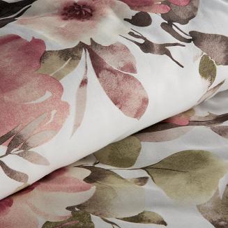 Pościel satynowa SPRING 160x200 Eurofirany biała beżowa bordowa akwarelowe kwiaty