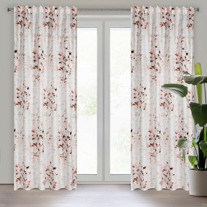 Zasłona gotowa na taśmie POWDERY 140x270 Design91 beżowa malowane pędzlem kwiaty