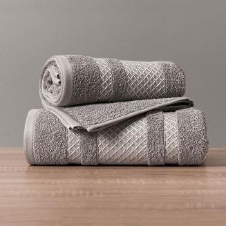 Ręcznik bawełniany LIONEL 70x140 ciemnoszary ze srebrną bordiurą