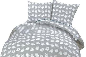 Pościel z kory 100% bawełna 160x200 wzór białe sowy