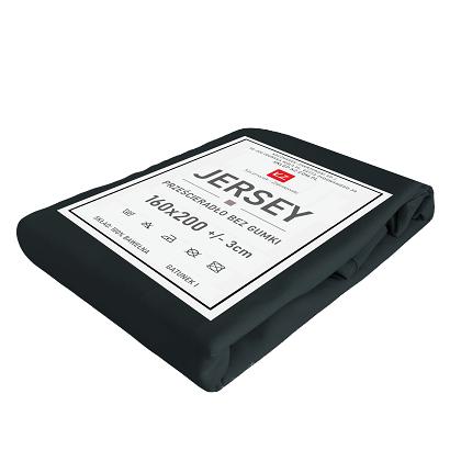 Prześcieradło jersey bez gumki 160x200 antracytowe