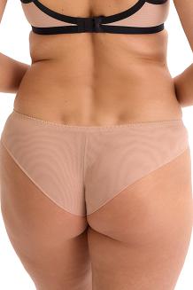 Figi damskie tanga z haftem Oriana 035 beżowe