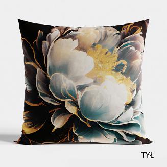 Poszewka dekoracyjna TINA 40x40 welwetowa czarna petrolowa w kwiaty