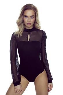 Body damskie z długim rękawem i tiulem Alex czarne
