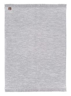 Koc bawełniano-akrylowy 150x200 srebrny stalowy marmurek