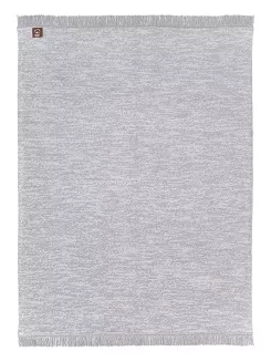 Koc bawełniano-akrylowy 150x200 srebrny stalowy marmurek