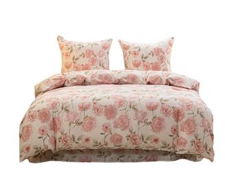 Komplet pościeli dwustronnej 140x200 kremowa różany ogród