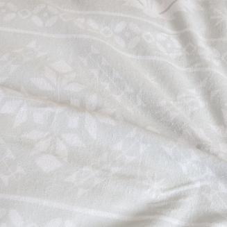 Pościel flanelowa 200x220 Darymex biała pomarańczowa w geometryczne śnieżynki