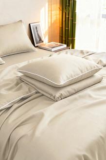 Poszewka bambusowa 70x80 beżowa z białą bizą