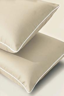 Poszewka bambusowa 70x80 beżowa z białą bizą