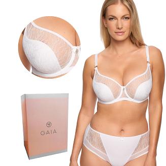 Biustonosz z koronką Semi-Soft Sabina 1301 półusztywniany biały