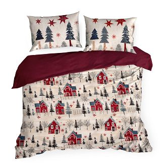 Komplet pościeli świąteczny POS 220x200 Eurofirany czerwony