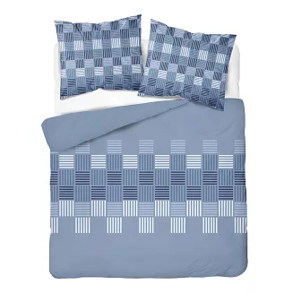 Pościel flanelowa 220x200 niebieska geometryczna plecionka