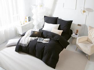 Pościel Queen 160x200 czarna ze złotą lamówką bizą