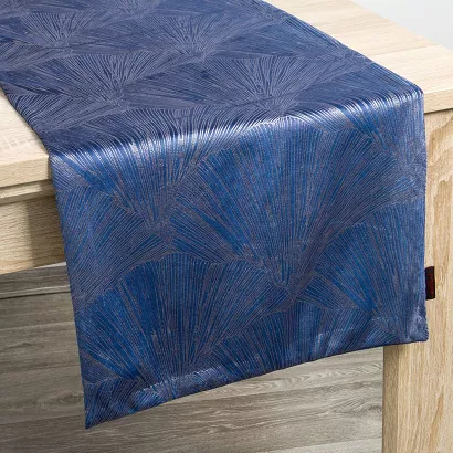 Bieżnik dekoracyjny GOJA 40x140 Pierre Cardin Eurofirany granatowy w liście miłorzębu